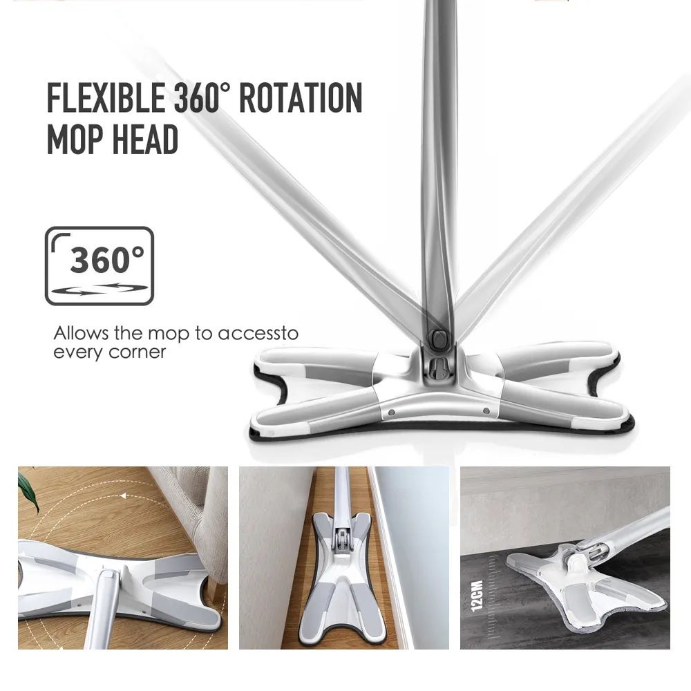 Twist Mop, X Shape Microfiber Mop, Floor Clean Mop Twist Mop With 360 Rotating Head