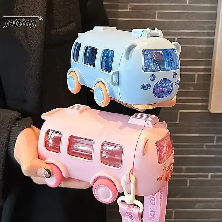 Portable Bus Water Bottle with Straw & Strap
